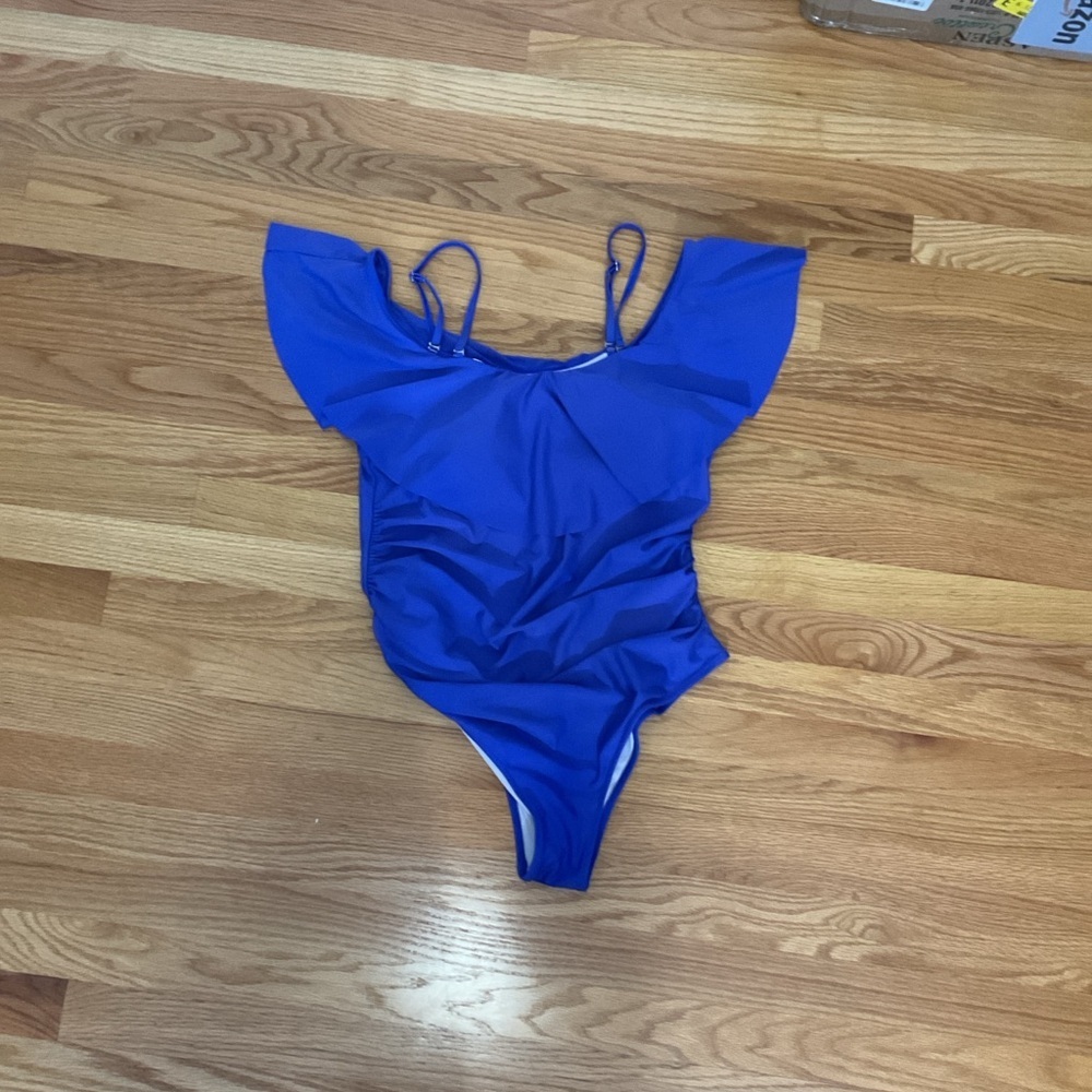 Blue Ruffled One-Piece Swimsuit - Picture 3 of 3